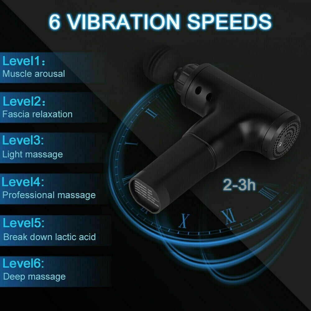 Pro-Relief Deep Tissue Massage Gun – Portable Muscle Recovery & Percussion Massager with 4 Heads