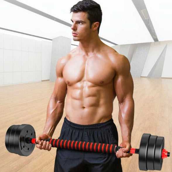 Rubber Coated Dumbbell & Barbell Set