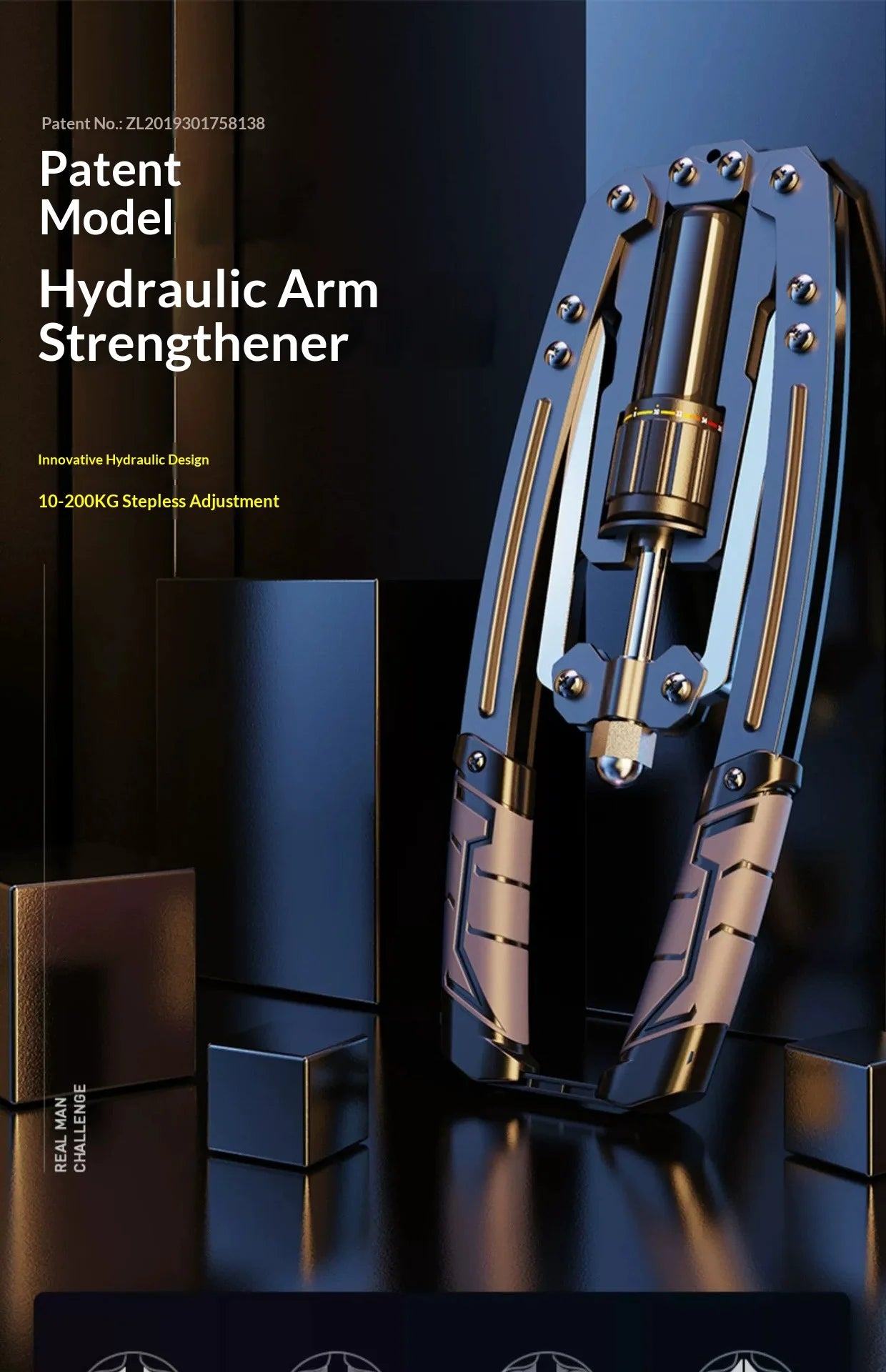 PowerGrip™ Adjustable Hydraulic Arm & Chest Exerciser with Digital Rep Counter