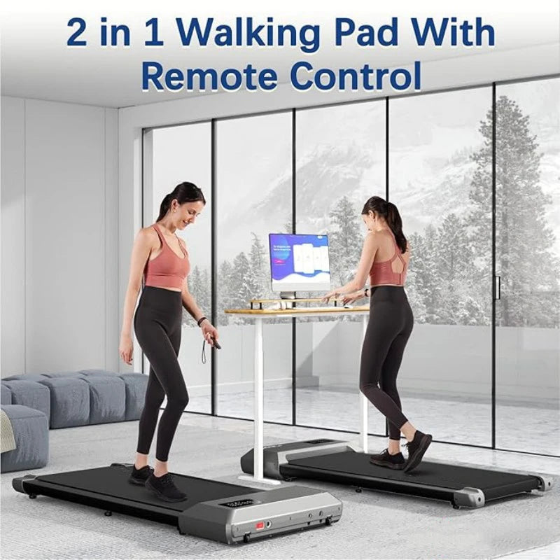 2-in-1 Foldable Compact Walking Pad Treadmill with Handle & Remote Control