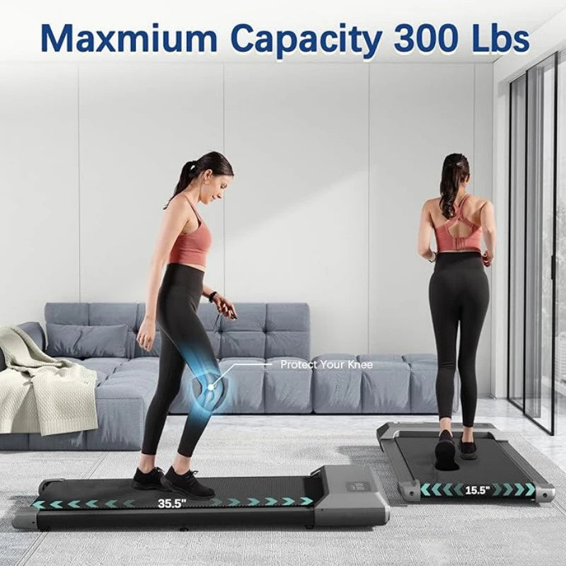 2-in-1 Foldable Compact Walking Pad Treadmill with Handle & Remote Control