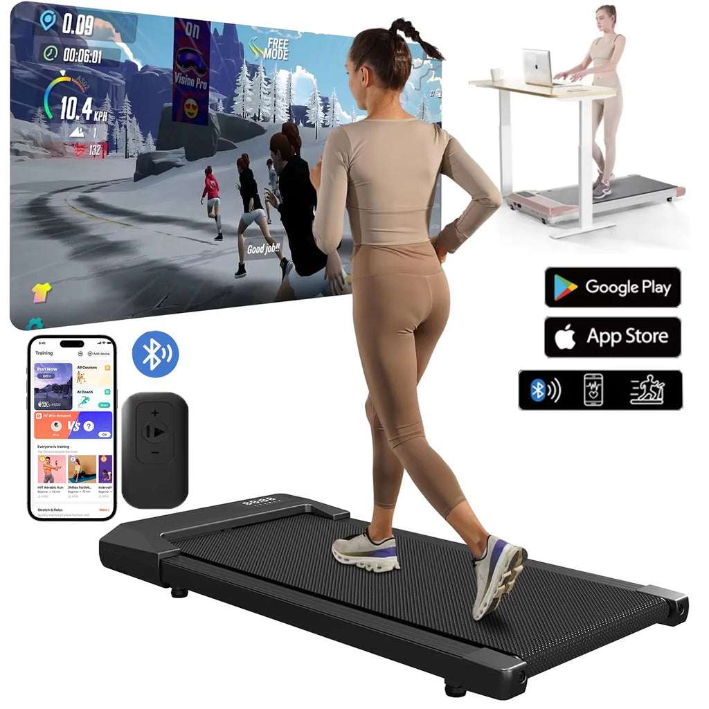 2-in-1 Foldable Compact Walking Pad Treadmill with Handle & Remote Control