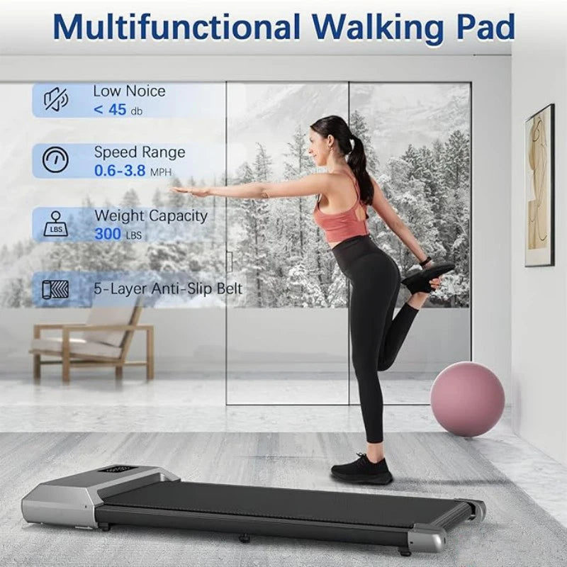 2-in-1 Foldable Compact Walking Pad Treadmill with Handle & Remote Control